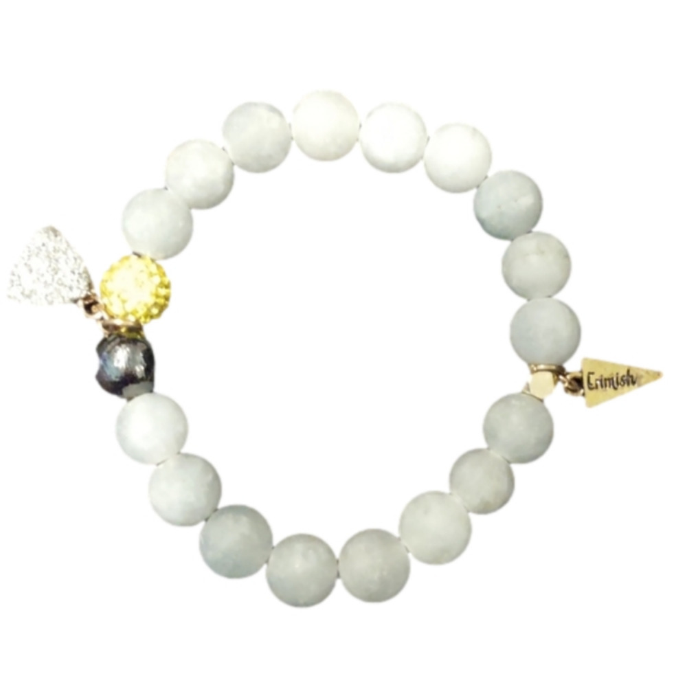 𝅺Jade and Druzy stretch bracelet